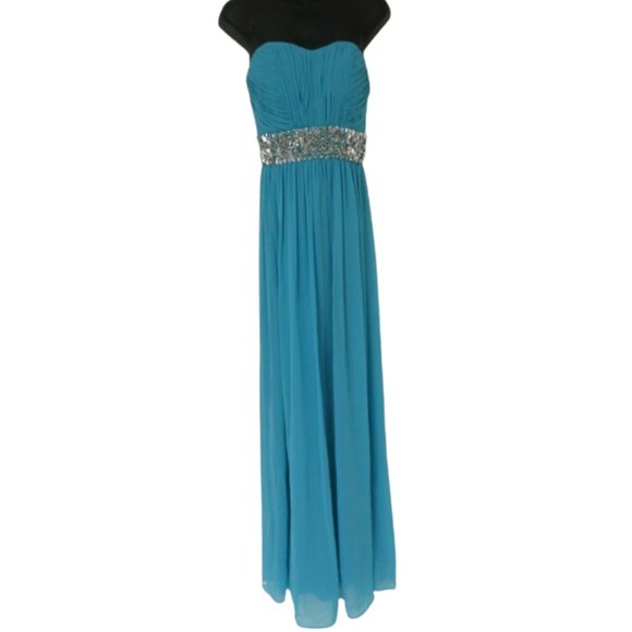 Calvin Klein Strapless Halter Sequin Beaded Dress - Picture 2 of 13